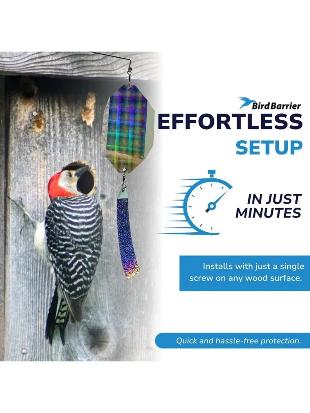Professional Bird Deterrent with Motion Activation & Reflective Discs - Scare